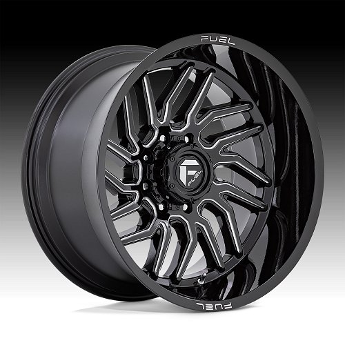 Fuel Hurricane D807 Gloss Black Milled Custom Truck Wheels 1